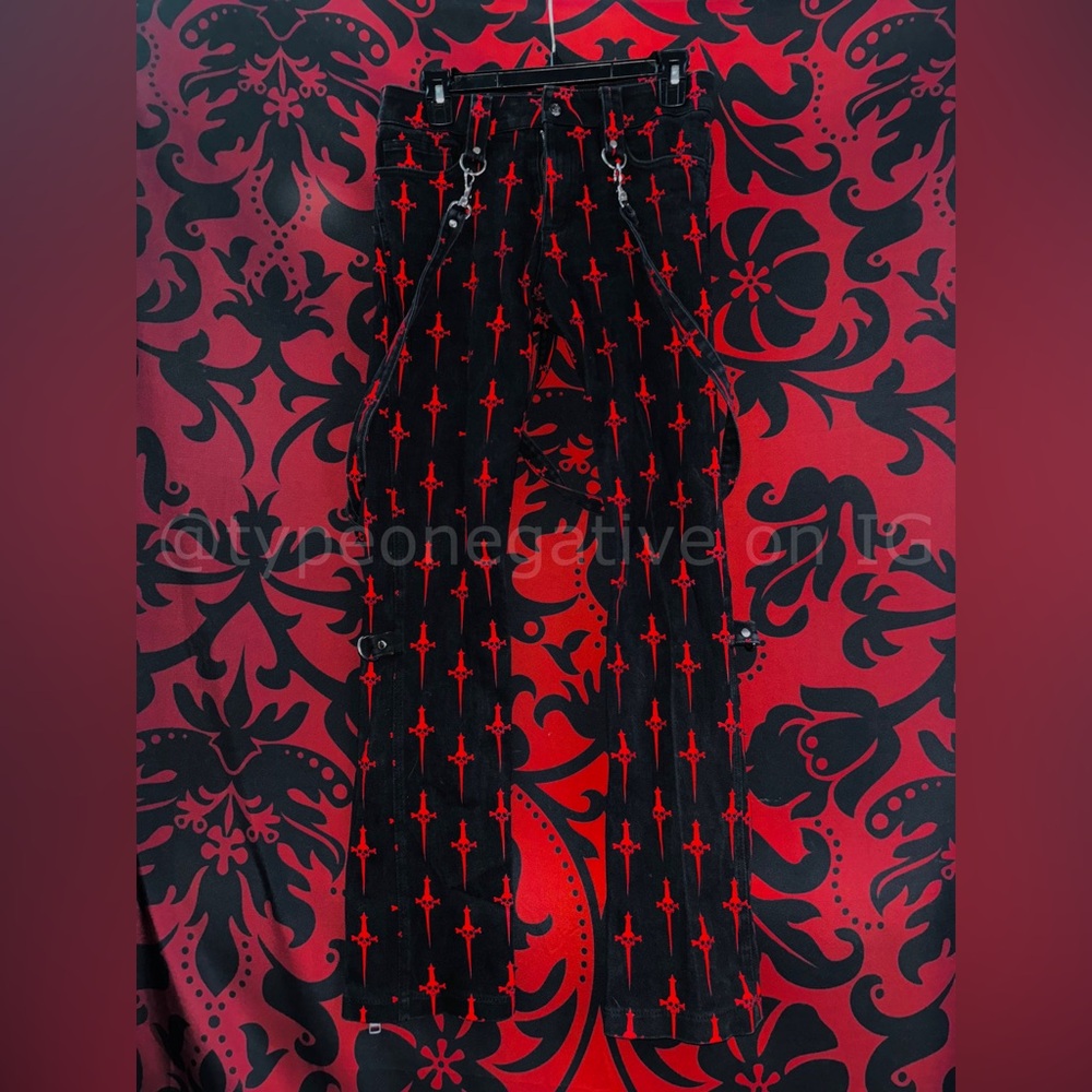 (SOLD) RARE Lip Service LS Daggers (2003) Red Black Bondage Pants